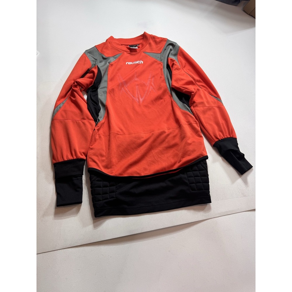 Reusch Jersey Mens Small Orange Padded Goalkeeper Long Sleeve Soccer Shirt